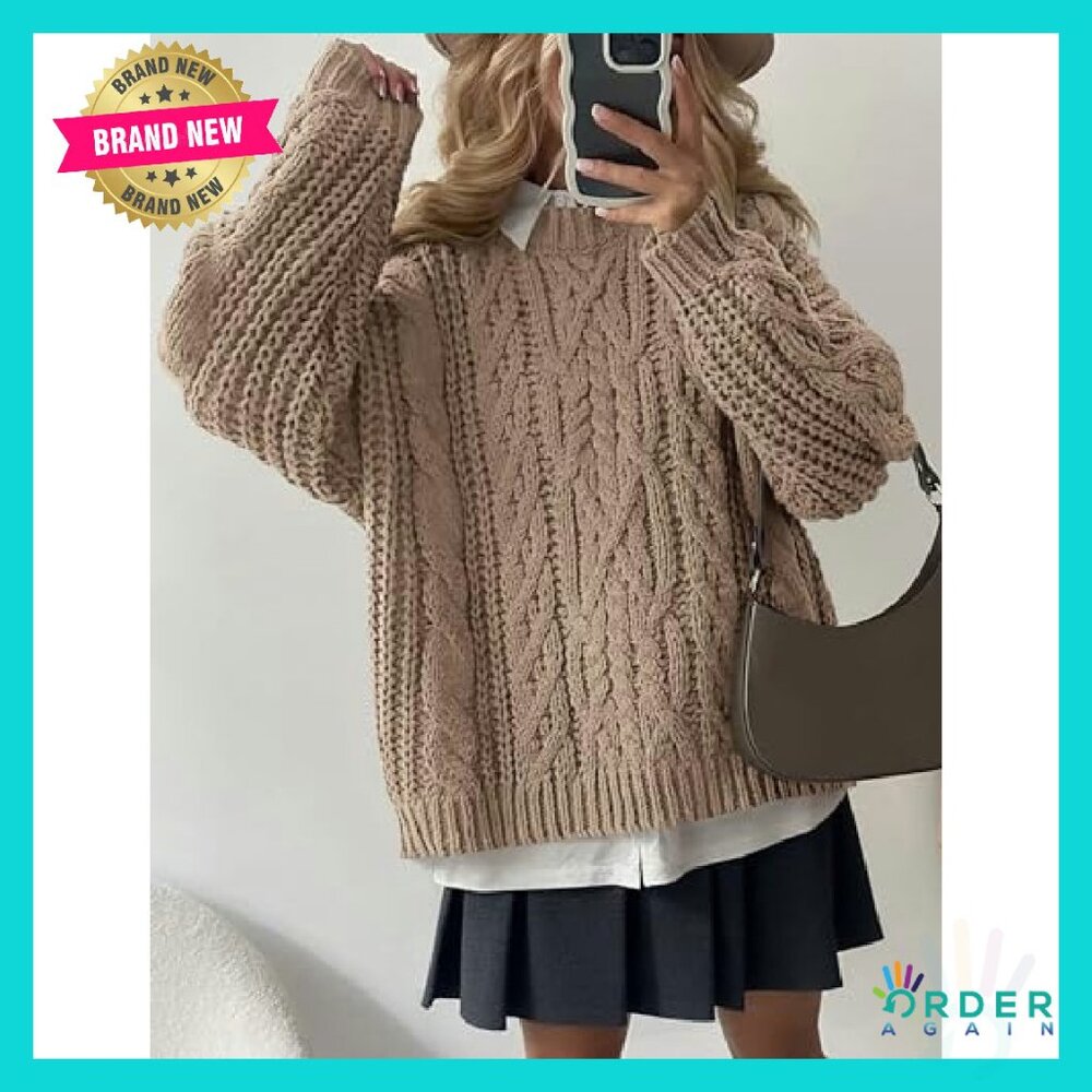 Oversized Cable Knit Pullover Chunky Winter Sweat… - image 4